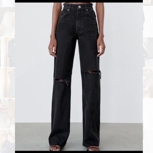 Zara high rise, wide leg , full length Jean
